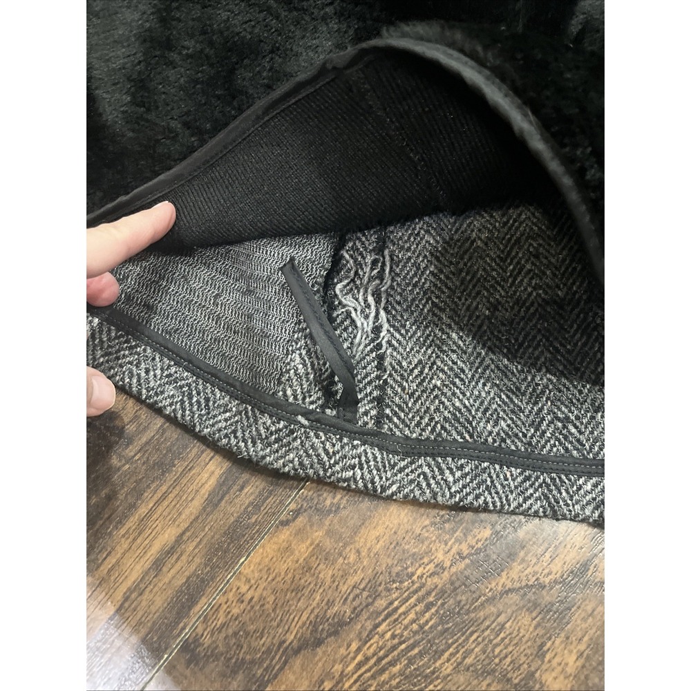 Vintage Botany Weather Topper Coat / Overcoat 40 Long Herringbone Faux Fur Lined - Picture 10 of 13